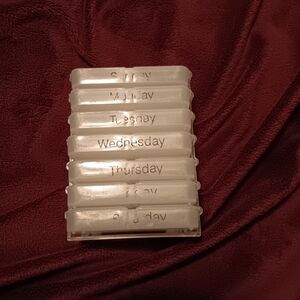 Weekly pill organizer, ea day has morn pm eve n night, has braille too, clear